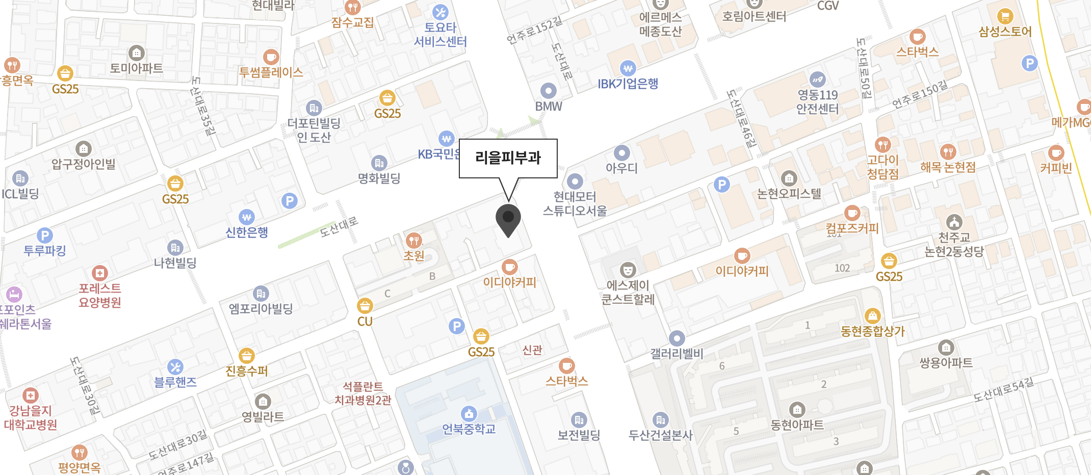 서울특별시 강남구 언주로 735 리을피부과 지도
